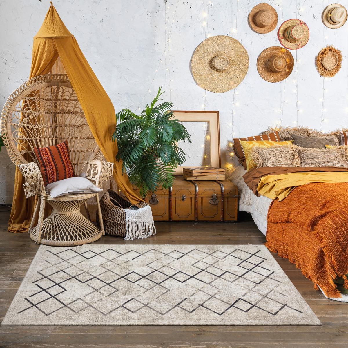 Tapis kilim Piro, doux et soyeux motif déstructuré