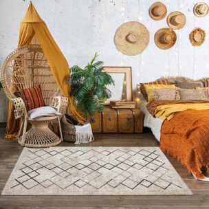 Tapis kilim Piro, doux et soyeux motif déstructuré