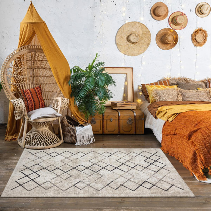 Tapis kilim Piro, doux et soyeux motif déstructuré