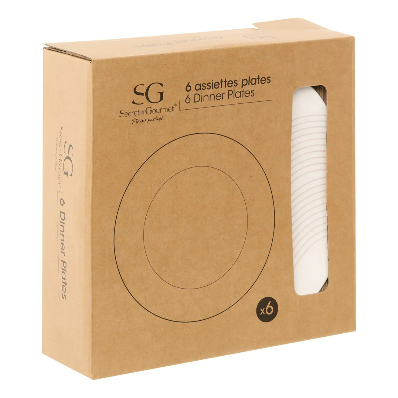 Lot de 6 Assiette plate Sky lounge blanc D26,5xH2,9cm