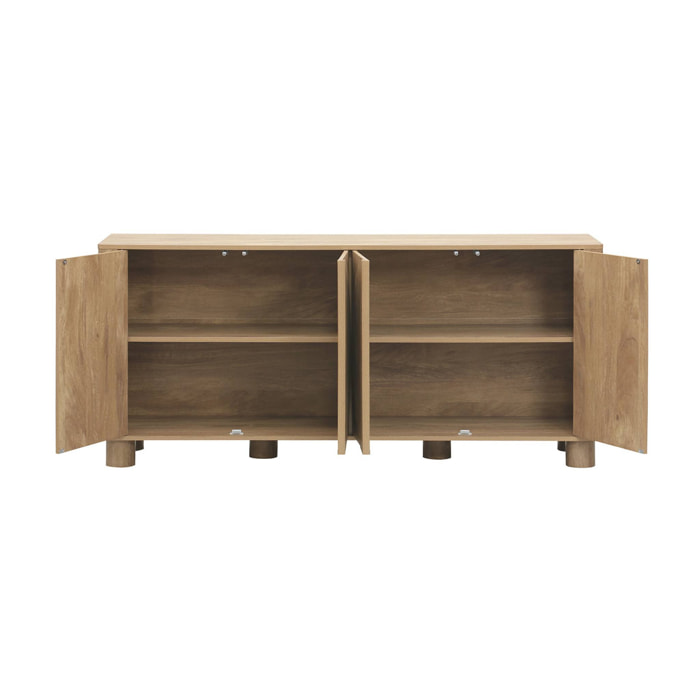 Buffet exotique effet bois de manguier 4 portes 155cm Pondi
