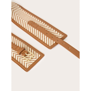 Motivi - Cintura alta effetto rafia - Beige