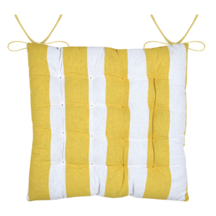 Galette de chaise polycoton matelassée à rayures - Jaune