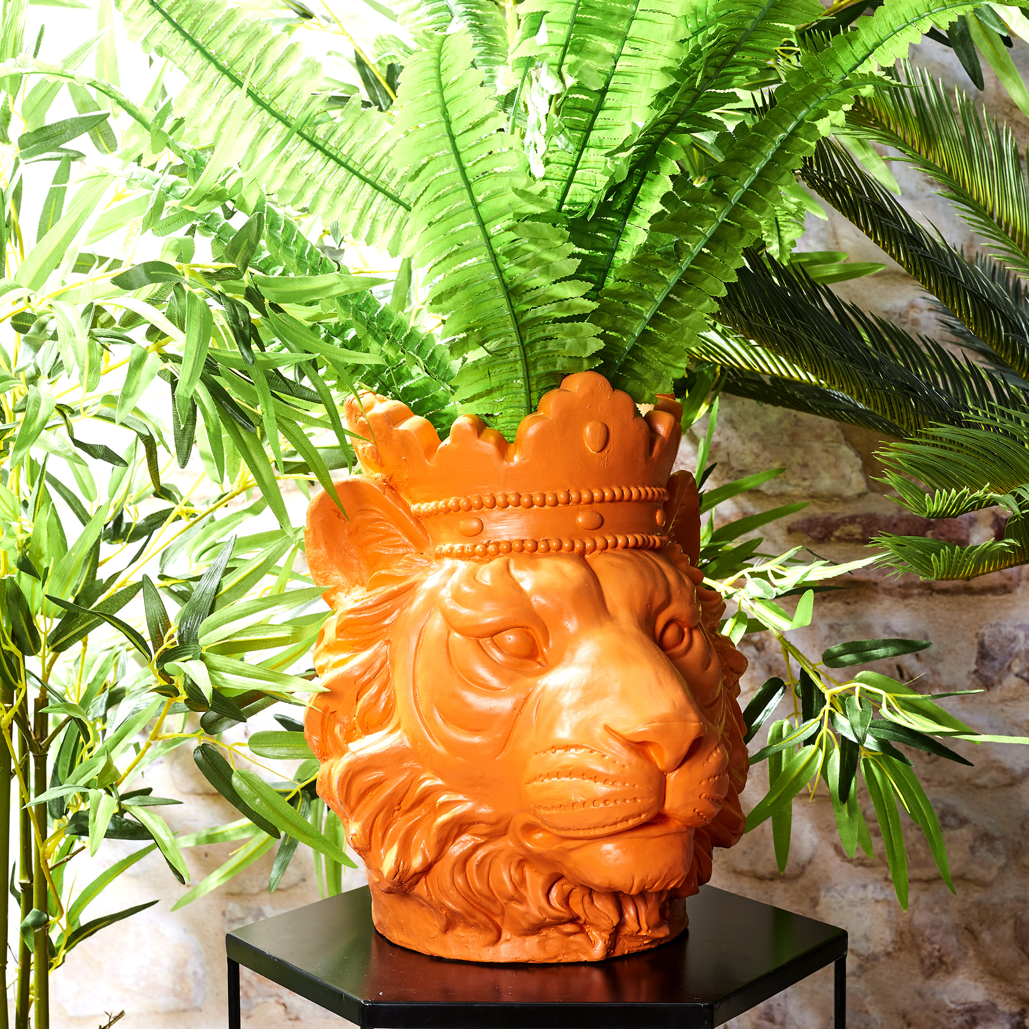 Porte Plante Lion Magnesia Orange H35cm