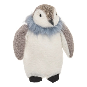 Pingouin de Noël gris et bleu H. 29 cm