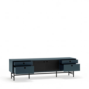 Mueble de televisión Punto 2 puertas y 4 cajones gris antracita y negro