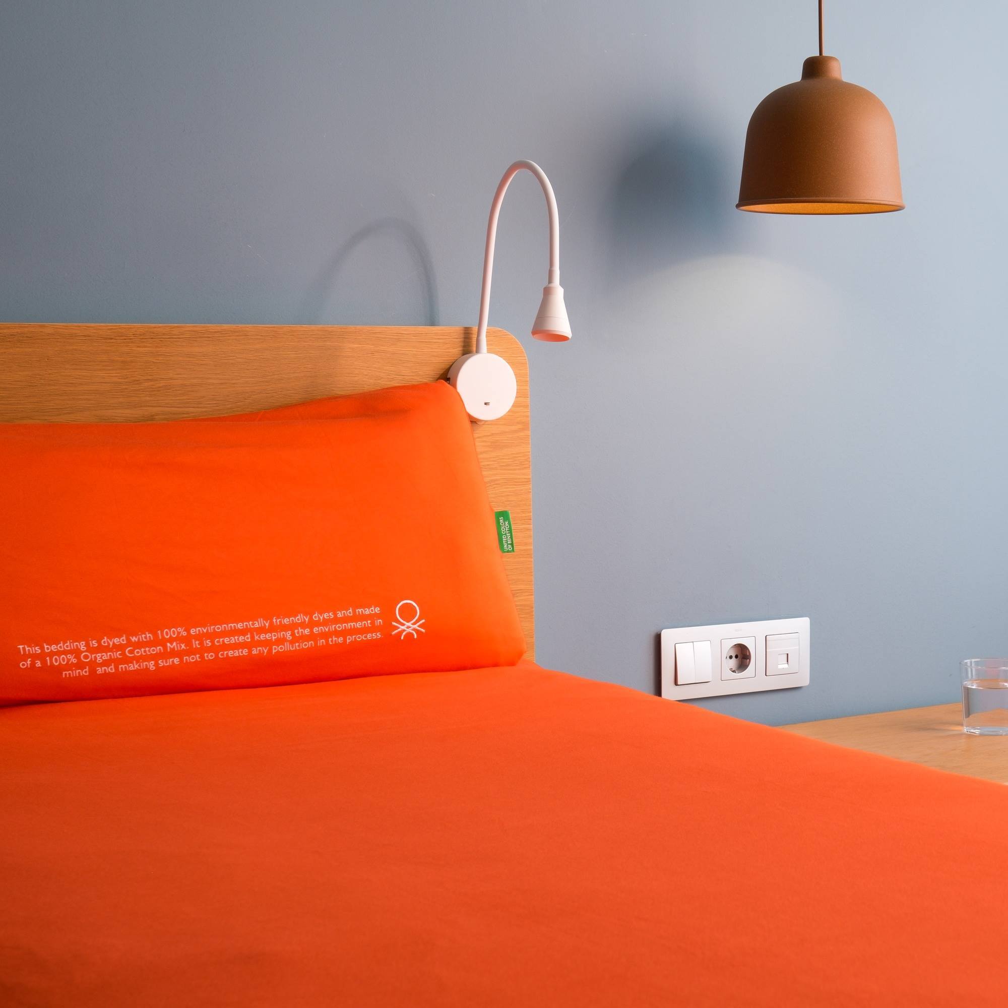 Set 2pc cama (funda nórdica 155x220cm + funda de almohada 80x80cm) 140gsm 100% algodón rosa united in green benetton