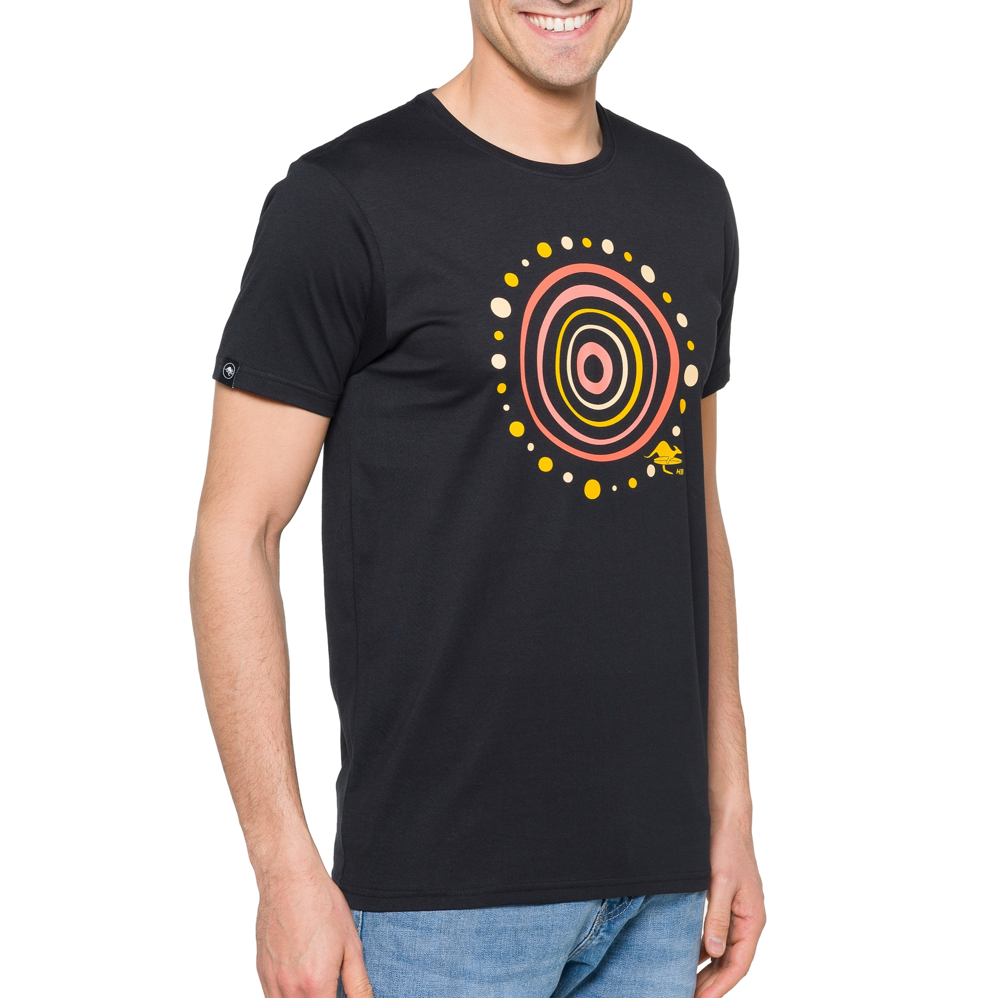 T-shirt in cotone 150 gr Aboriginal Hot Buttered Nero.