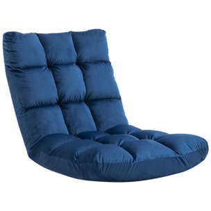 Fauteuil convertible fauteuil paresseux grand confort inclinaison dossier multipositions 90°-180° flanelle polyester capitonné bleu roi