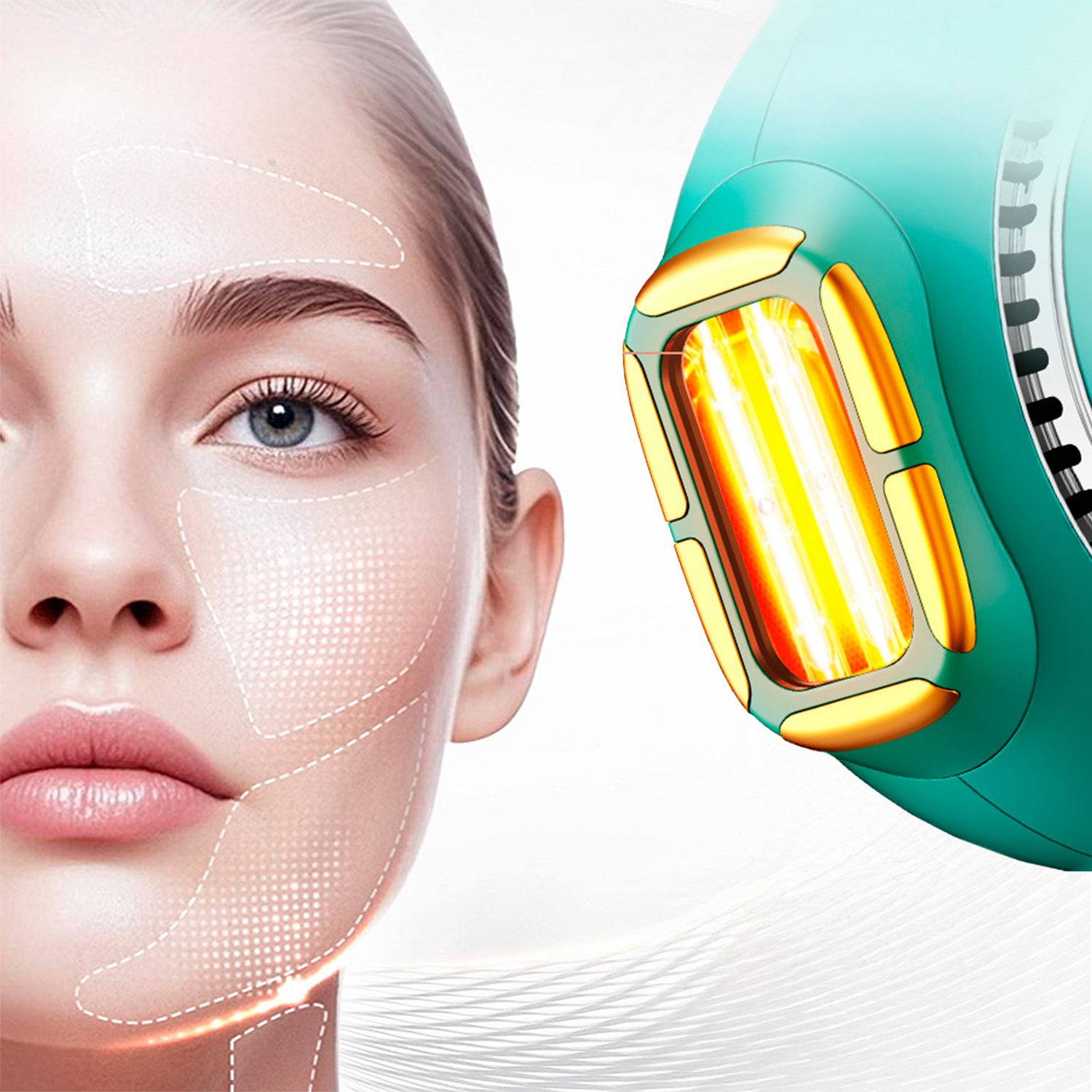 Dispositivo de belleza antienvejecimiento con 4 modos de uso.