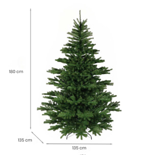 Albero di Natale 180 cm Frosty, Pino artificiale, Albero effetto reale, Alberello natalizio extra folto, 135x135 h180 cm, Verde