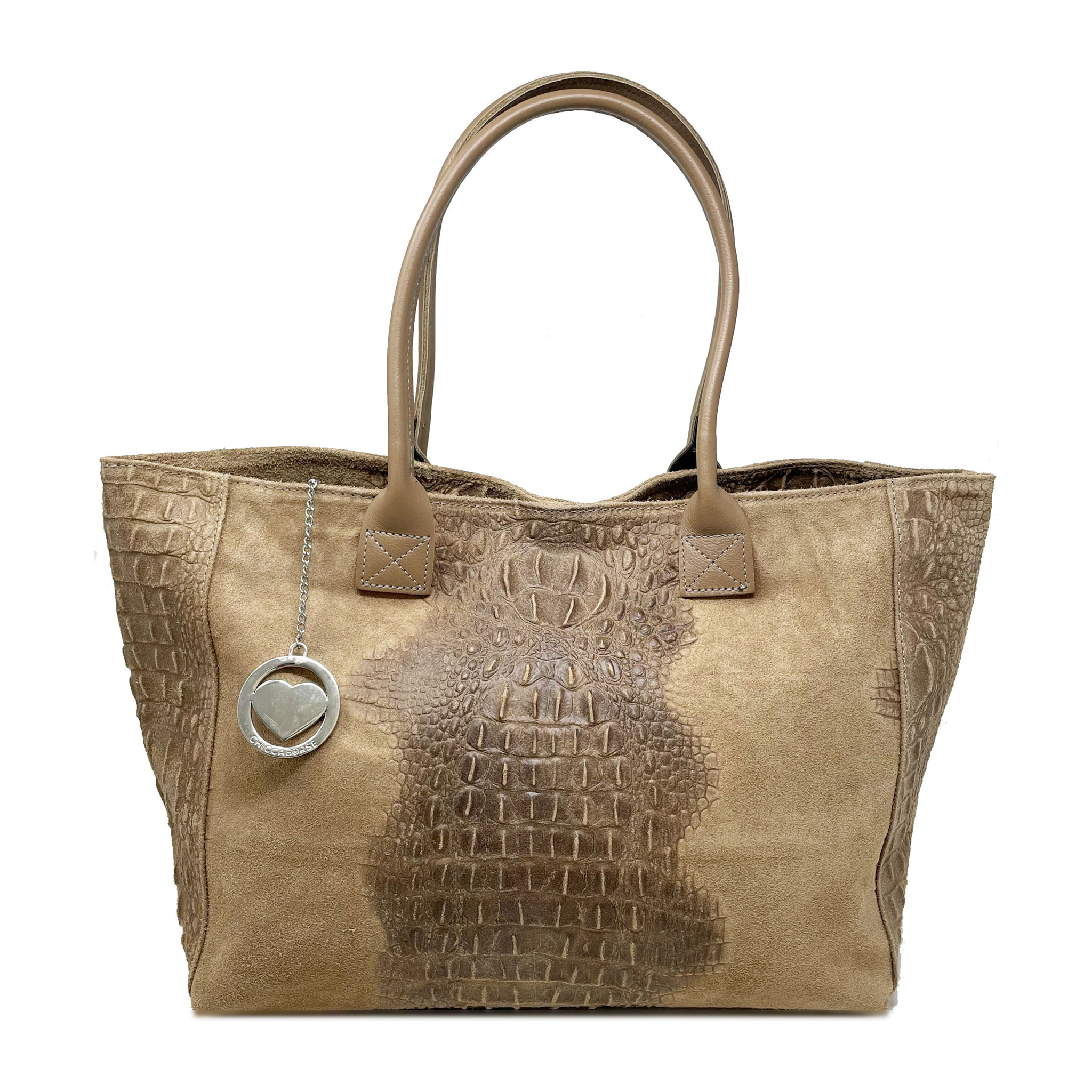 Chicca Borse - Borsa a Spalla Donna in Vera Pelle - Colore Cocco Fango