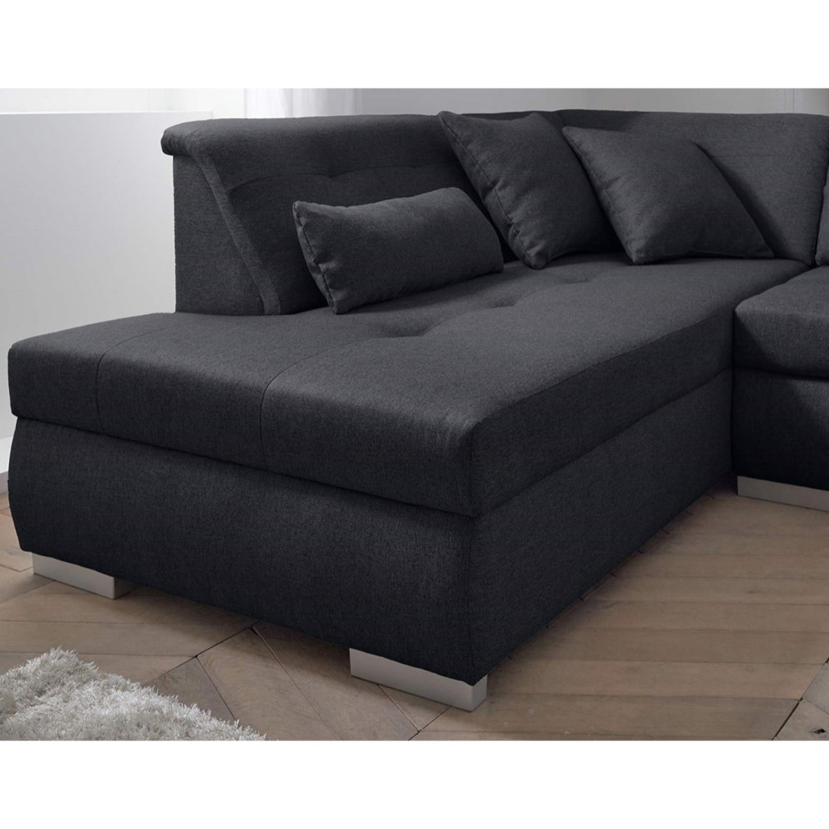 Vermont - canapé panoramique d'angle gauche - 7 places - XXL - Noir