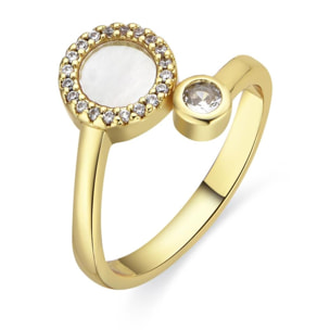 Anillo con Madreperla Blanca acabado oro 18k