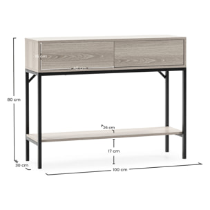 Mesa consola Auri 2 cajones efecto Roble