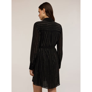 Motivi - Vestito chemisier con righe di strass - Nero