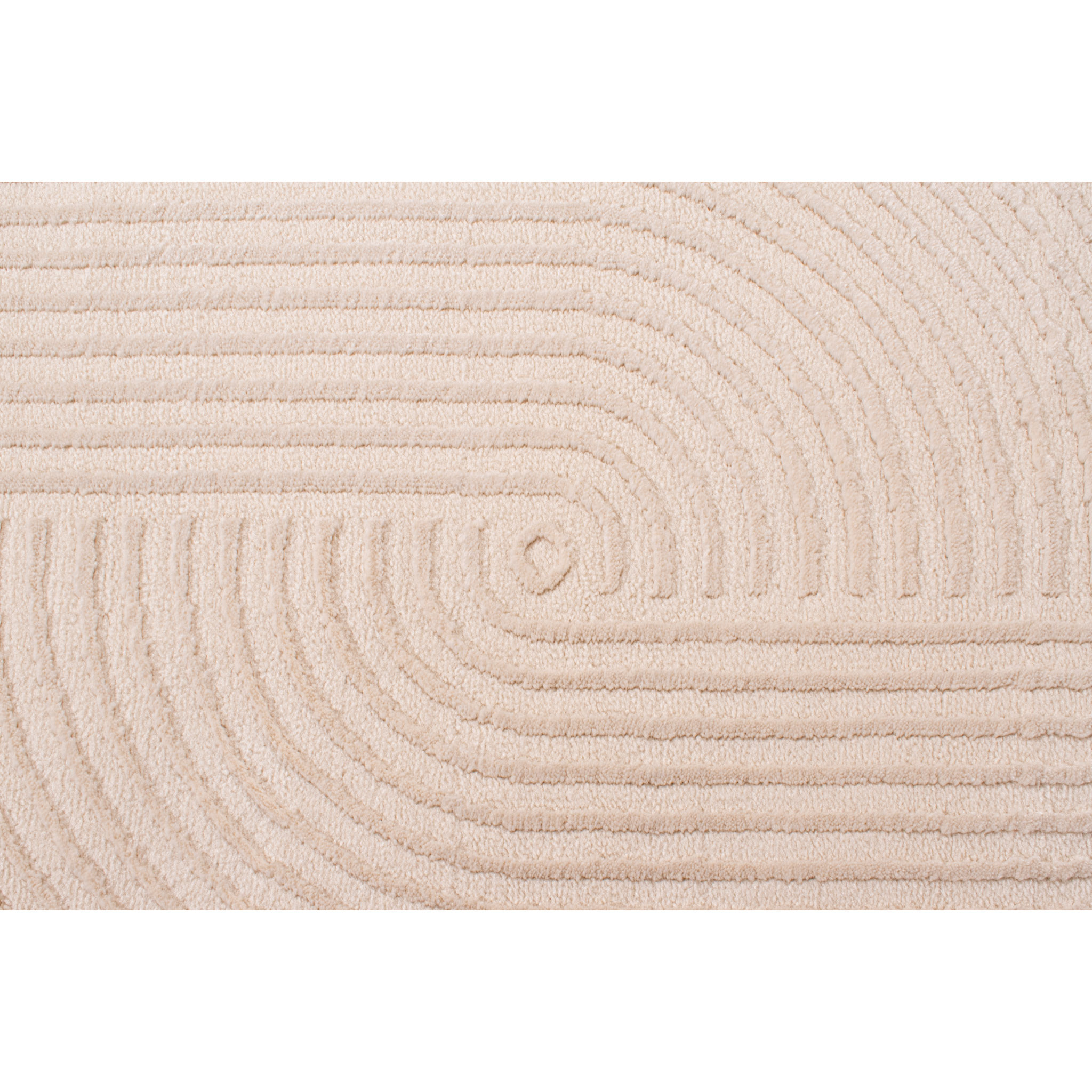 BIANCA - Tapis rond à motif géométrique en relief - Crème