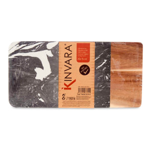 TABLA CORTAR MADERA Y MARMOL NEGRO 30CM