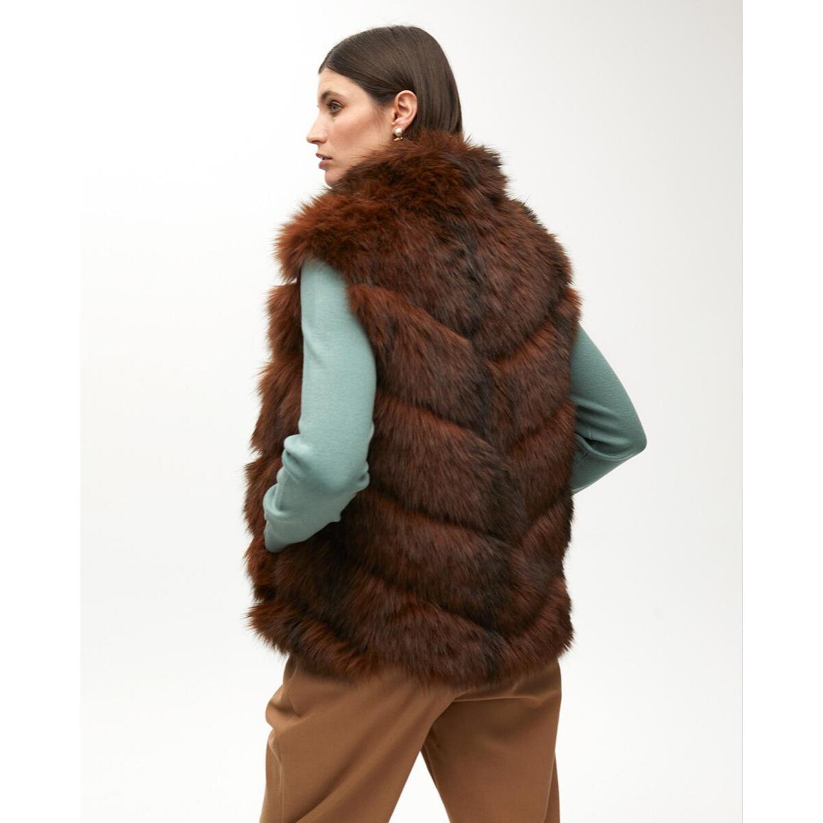 Gilet di Pelliccia con Stampa Interna