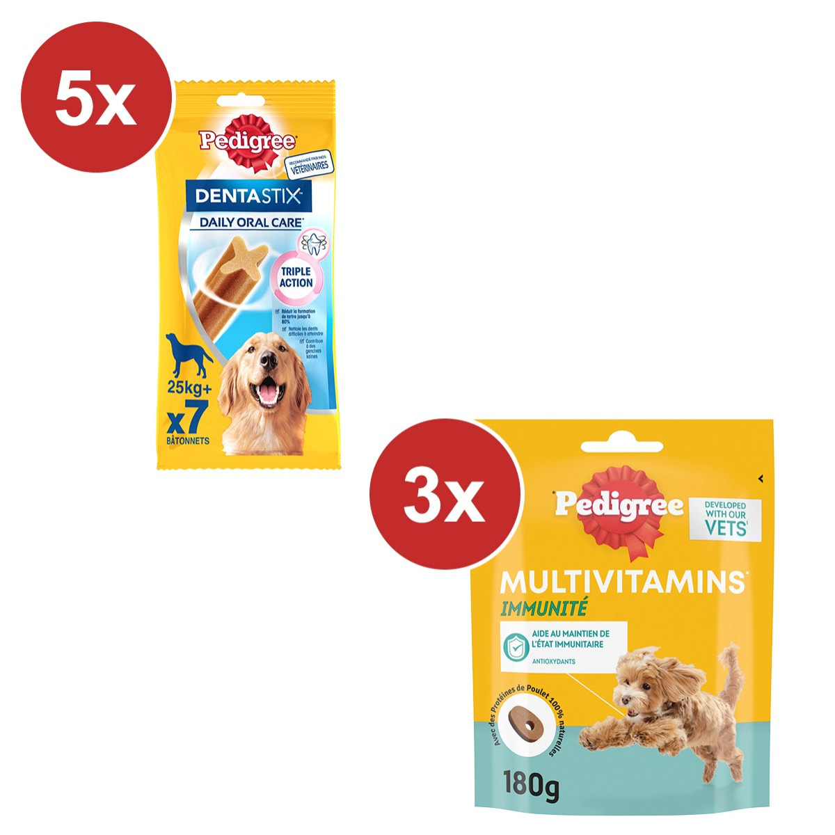 PEDIGREE BIEN-ETRE grand chien 3 Aliments complémentaires Immunité +35 Dentastix