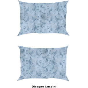Completo Lenzuola SOFFIONE AZZURRO 100% Cotone e Made in Italy floreale natura