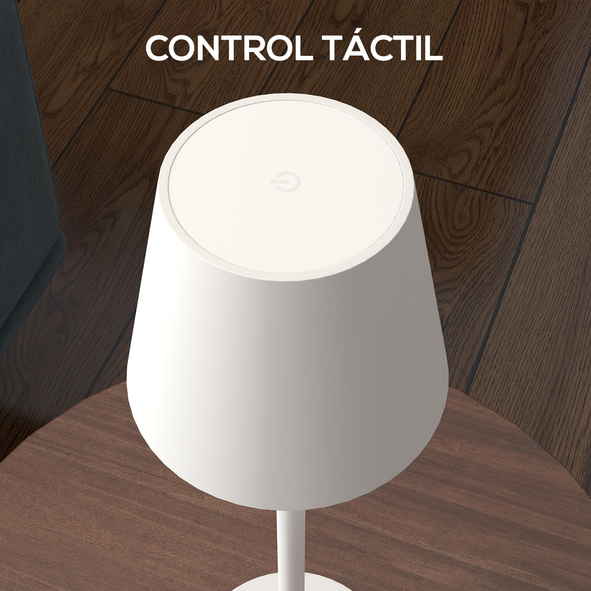 Lámpara de Mesita de Noche con Luces LED Lámpara de Mesa Inalámbrica USB-C Recargable 3 Colores Pantalla de Acrílico para Dormitorio Salón Ø11,2x36,5 cm Blanco