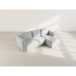Canopy - canapé d'angle réversible 4 places convertible avec coffre en velours côtelé - Gris clair
