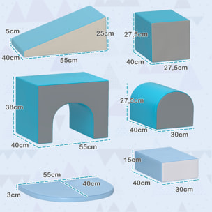 7 blocs de construction en mousse XL - modules de motricité - normes EN71-1-2-3 - mousse EPE revêtement PU gris bleu