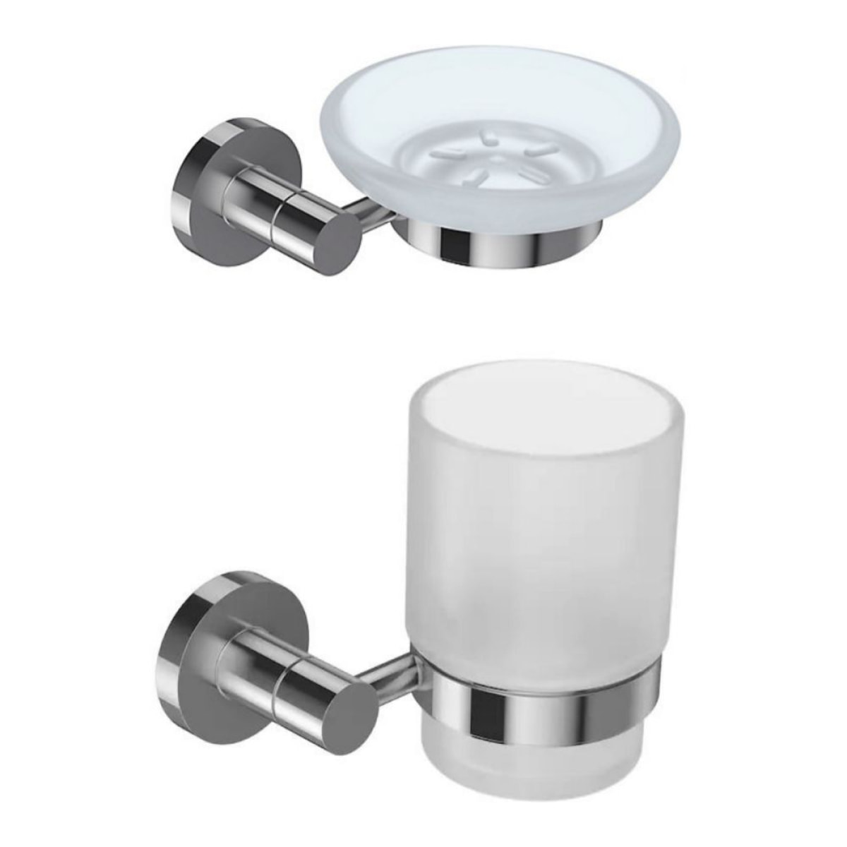 Lot Porte savon Classique Chrome et Porte gobelet Classique avec verre chrome