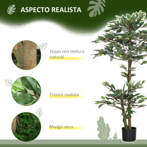 Ficus Artificial 150 cm Árbol Artificial en Maceta Decorativa para Interior Hogar Salón Oficina Ø15x150 cm Verde