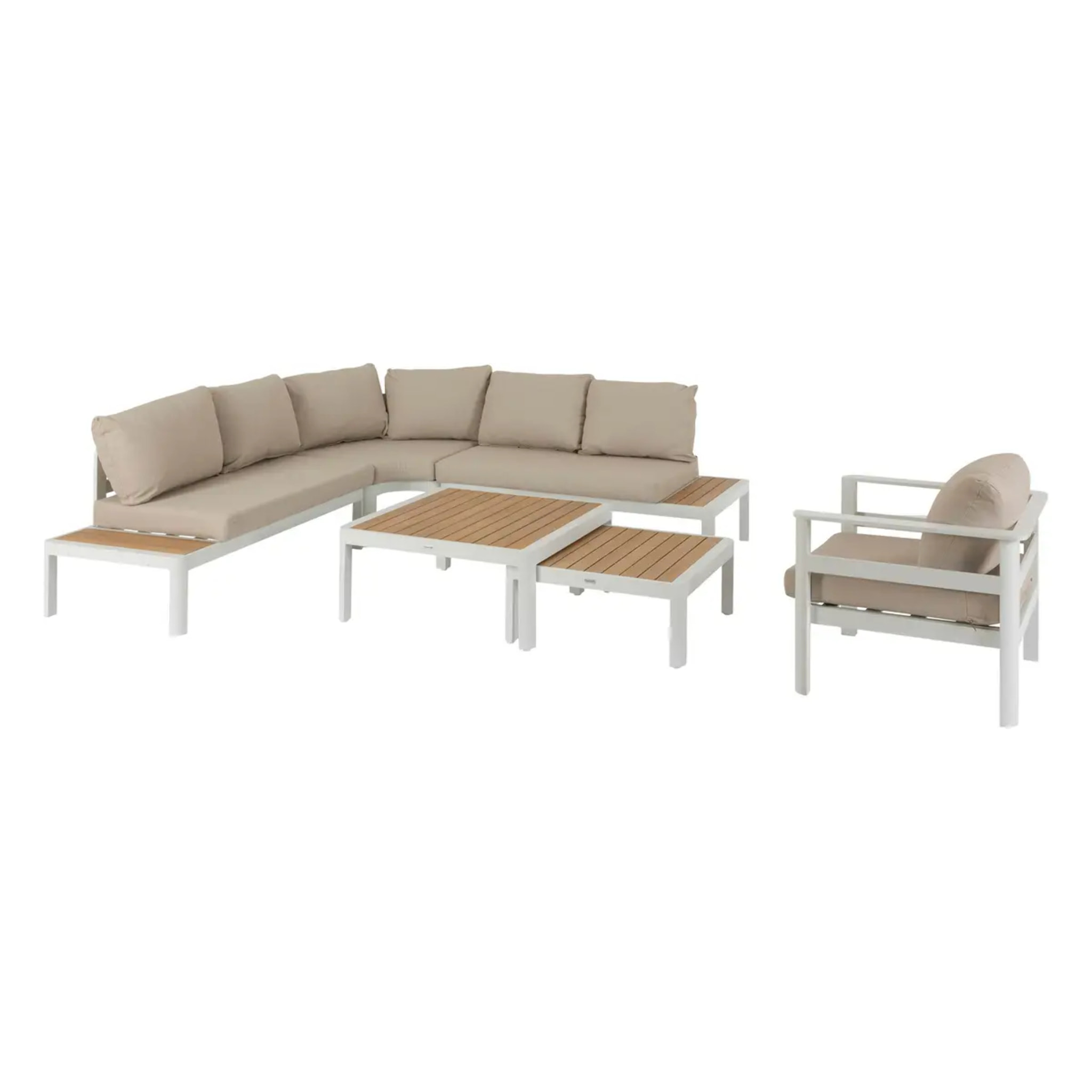 Salon d'angle de jardin "Paradize" 6 places blanc