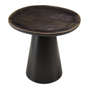 JAMES - Table d'appoint 45x42cm plateau en manguier émaillé pied métal JAMES