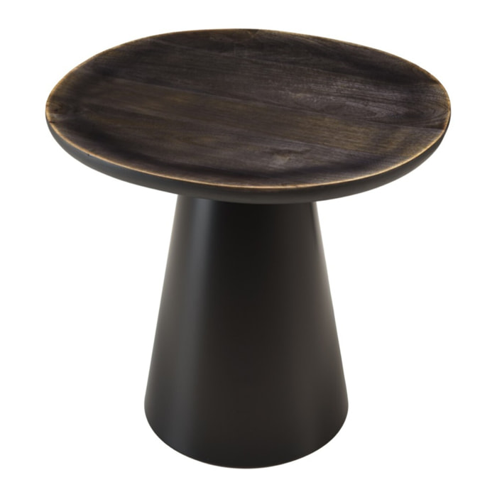 JAMES - Table d'appoint 45x42cm plateau en manguier émaillé pied métal JAMES
