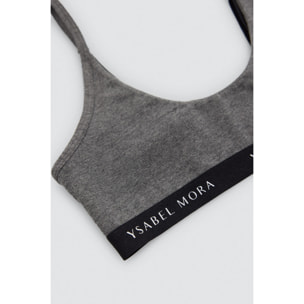 Top giovanile in cotone grigio antracite