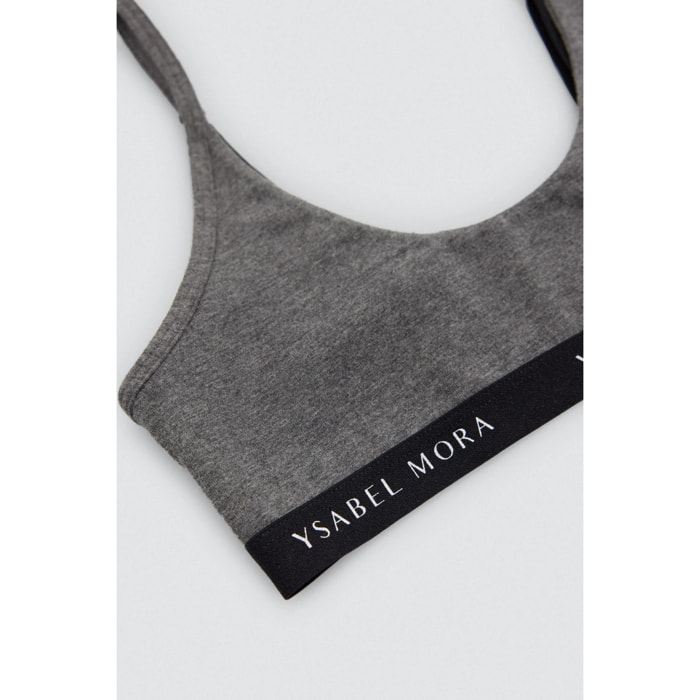 Top giovanile in cotone grigio antracite