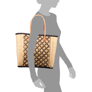 Villafrati bolso de hombro mujer. Fabricado en rafia y paja, con asas de cuero.