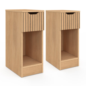 Tables de chevet Faustine effet lattes 1 tiroir - lot de 2