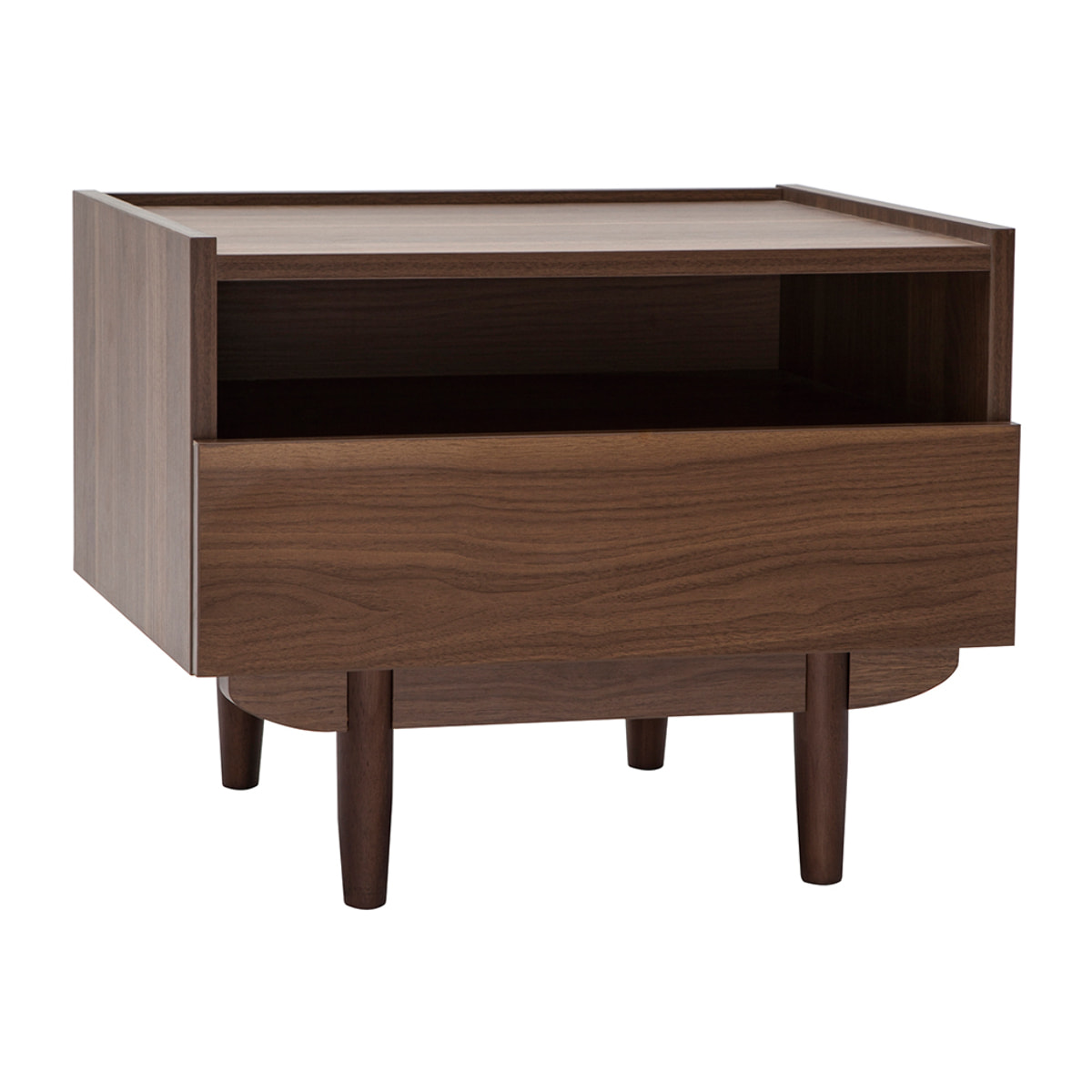 Table de chevet avec rangements finition bois foncé noyer SANAA