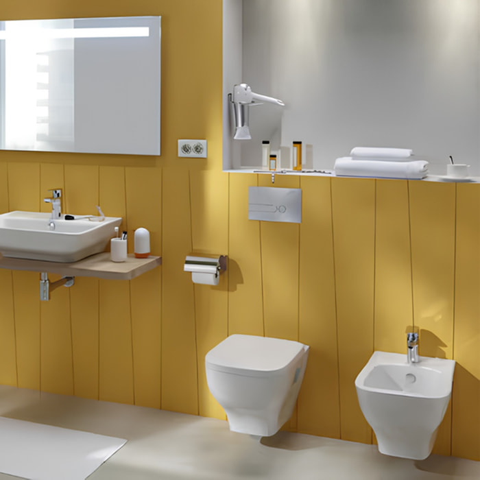 Pack WC suspendu sans bride Struktura avec abattant + bâti support + plaque