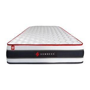 Ensemble - Matelas Ressorts ensachés et mémoire de forme 22cm d'épaisseur - 3 zones de confort - Confort ferme - Sommier tapissier en kit - 1 place