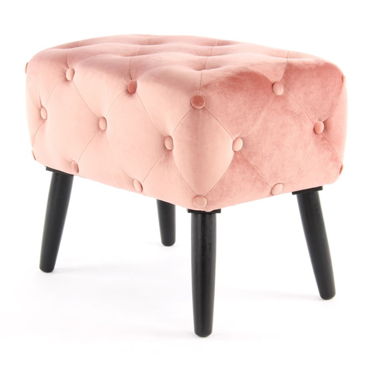 Panca pouf Piano in velluto rosa con bottoni decorativi