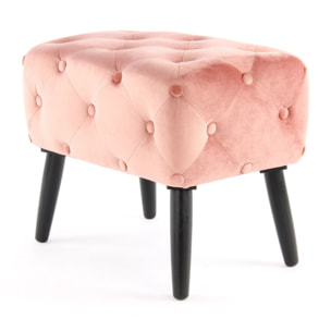 Panca pouf Piano in velluto rosa con bottoni decorativi
