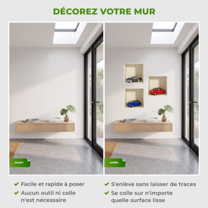 Stickers muraux 3D | Sticker Mural Autocollant effet 3D voitures 3 couleurs - Stickers adhésifs 3D Chambre Salon Trompe l'oeil
