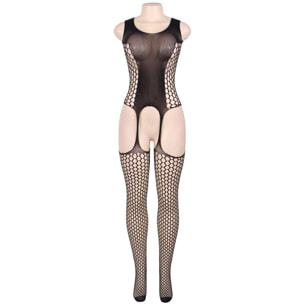 Bodystocking negro con recortes atrevidos