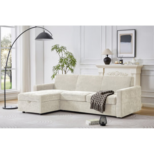 Canapé d'angle réversible convertible express en tissu "Celia" - 3 places  - Beige