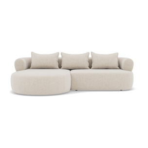 Angela - canapé d'angle gauche 4 places en velours texturé - Beige