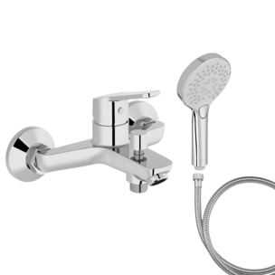 Mitigeur baignoire Aimé + pommeau de douche Metro + flexible de douche métal