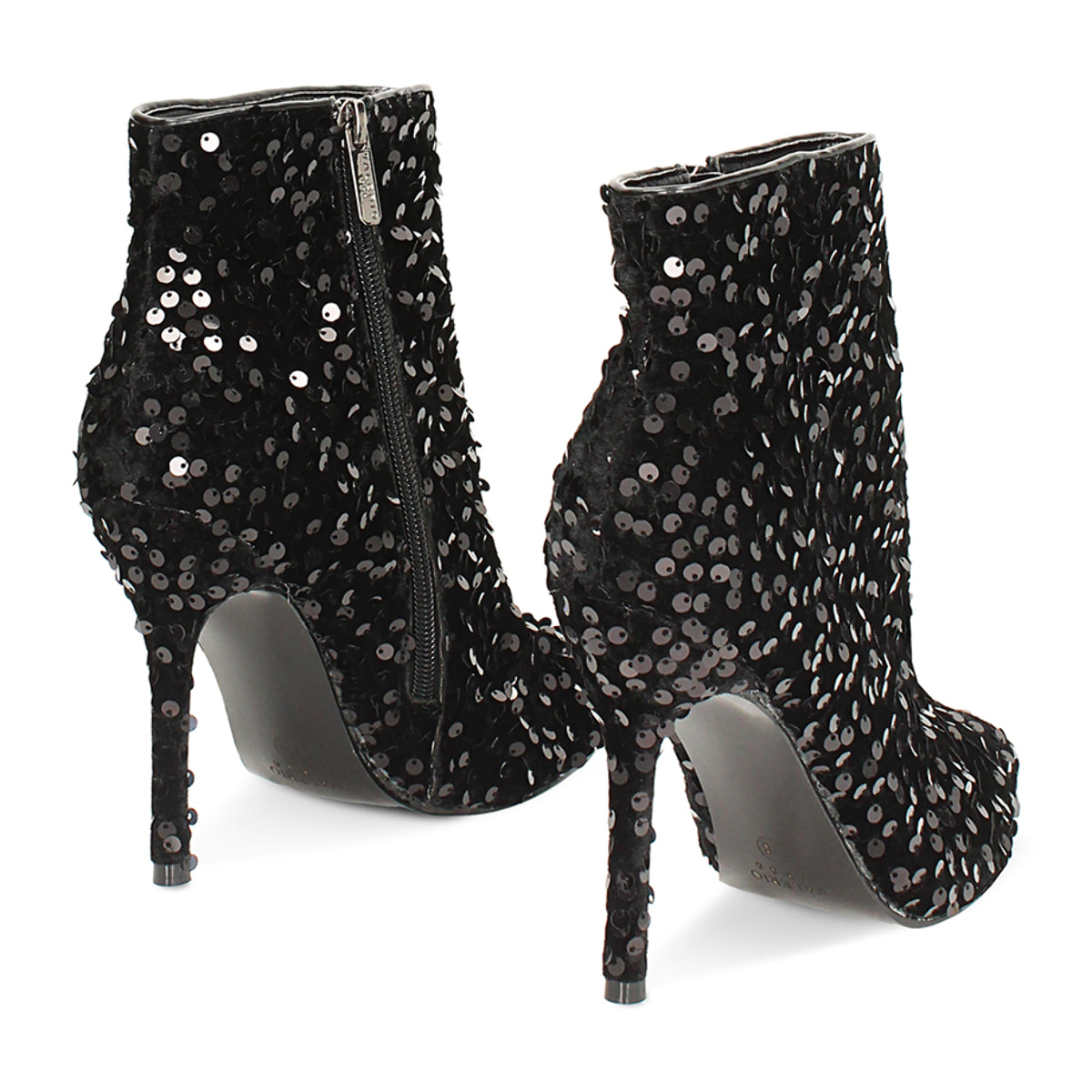 Ankle boots neri in paillettes, tacco 10,5 cm