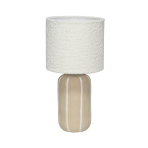 Lampe de table intérieur céramique greige. abat-jour bouclette H 41cm - Roxane