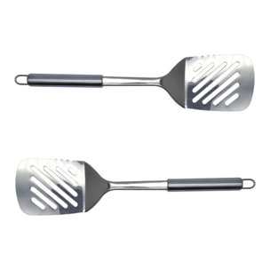 Ensemble de 2 Spatules de cuisine ajourée en inox 33 cm Fackelmann Elemental